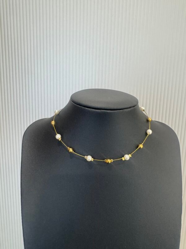 Pearls and Golden Balls invisible necklace - INC013