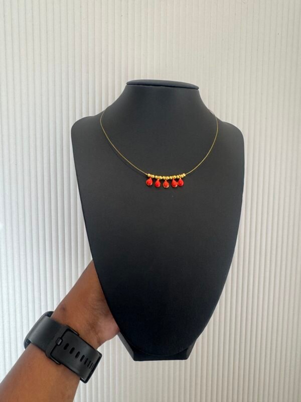 5 Drop Red Pendant invisible necklace - INC006