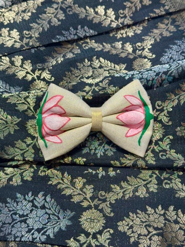 Pink Lotus Hand-painted Bow Alligator Clips – HPB01