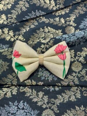 Small Lotus Hand-painted Bow Alligator Clips – HPB05