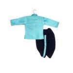 Turquoise Blue Embroidered Kurta Set with Dark Blue Boys traditional Dhoti set (Ready to Dispatch)