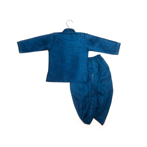 Ramar Blue Embroidered Kurta Set with Ramar Blue Boys traditional Dhoti set (Ready to Dispatch)