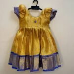 Yellow & Blue Tissue Silk Frock (Ready to Dispatch)