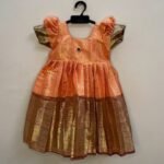 Peach & Maroon Tissue Silk Frock (Ready to Dispatch)