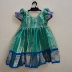 Sea Blue & Dark Blue Tissue Silk Frock (Ready to Dispatch)