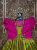 Pink and Light Green - Premium Semi Kanchipattu Ethnic frock with matching coat, crafted for festive elegance (Pre Booking)
