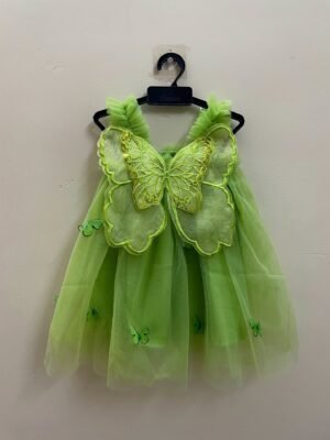 Light Green Butterfly Soft Net Frock - Ready to Dispatch