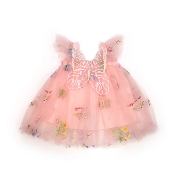 Peachy Pink Butterfly Soft Net Frock - Ready to Dispatch