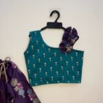 Plum Color Skirt and Ramar Blue Top Semi Kanchipattu Paavadai and Sattai (Pre-Booking)