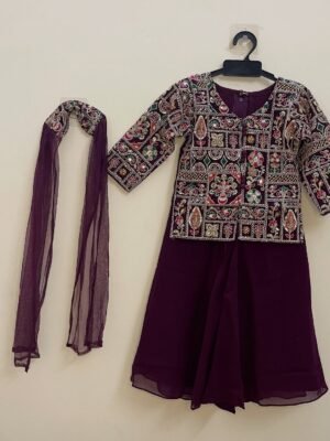 Dark Purple Palazzo Set for Kids – Festive Elegance with Comfort - (Ready to Dispatch)