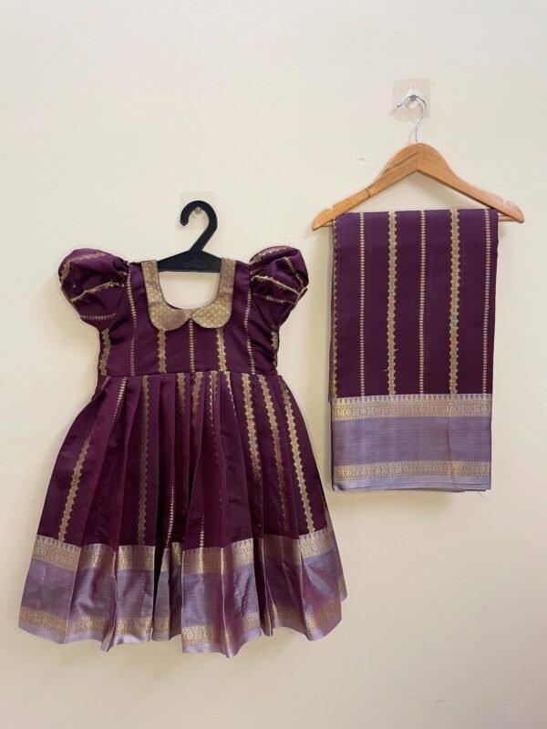 Dark Purple and Lilac Border Semi Banarasi Silk - Mom and Daughter Combo (Pre Booking)