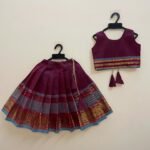Maroon and Light Blue Border Kanchi Cotton Paavadai Sattai (Pre-Booking)