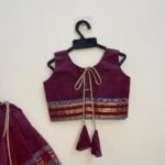 Maroon and Light Blue Border Kanchi Cotton Paavadai Sattai (Pre-Booking)