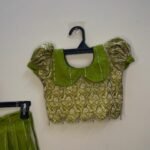 Royal festive look with this exquisite Olive Green Pattu Paavadai Sattai (Ready to Disaptch)