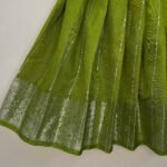 Royal festive look with this exquisite Olive Green Pattu Paavadai Sattai (Ready to Disaptch)