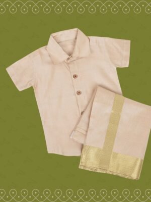 Gold color - Slub Silk shirt with Vesti set for Boys (Ready to Dispatch)