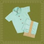 Light Blue color - Slub Silk shirt with Vesti set for Boys (Ready to Dispatch)