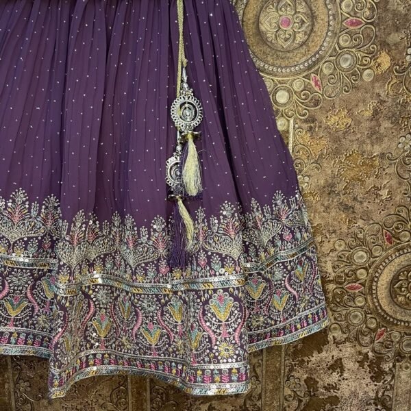 Purple Embroidery & Sequin Work Lehenga Set - (Ready to Dispatch)