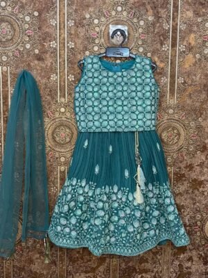 Teal blue embroidered Lehenga Set - (Ready to Dispatch)