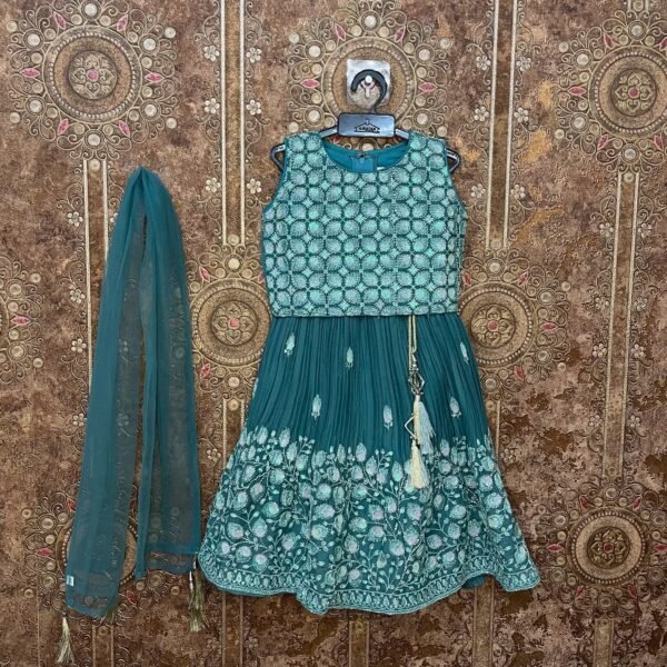 Teal blue embroidered Lehenga Set - (Ready to Dispatch)