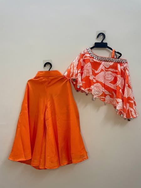 Orange Color stylish palazzo set - Niha (Ready to Dispatch)