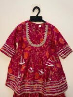Stylish yet comfortable festive look with this budget-friendly Rani Pink Cotton Kurti Set - (Ready to Dispatch)