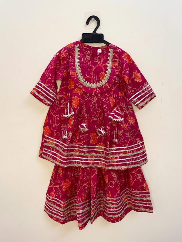 Stylish yet comfortable festive look with this budget-friendly Rani Pink Cotton Kurti Set - (Ready to Dispatch)