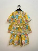 Stylish yet comfortable festive look with this budget-friendly Yellow Cotton Kurti Set - (Ready to Dispatch)