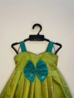 Vibrant green-blue Paithani silk frock designed with simple strap shoulders for a modern yet traditional appeal (Ready to Dispatch)