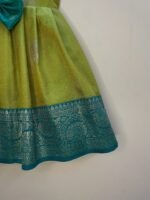 Vibrant green-blue Paithani silk frock designed with simple strap shoulders for a modern yet traditional appeal (Ready to Dispatch)