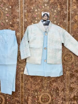 Stylish Indo-Western coat suit for boys - Light Blue Color (Ready to Dispatch)