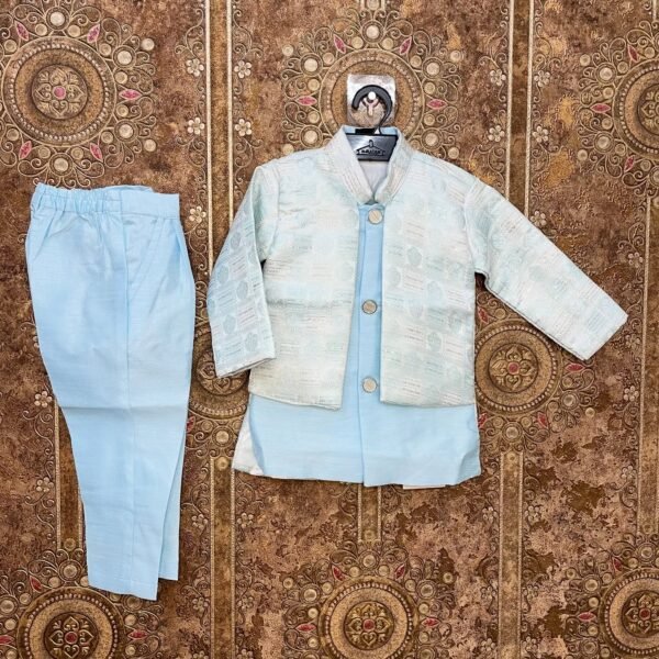 Stylish Indo-Western coat suit for boys - Light Blue Color (Ready to Dispatch)