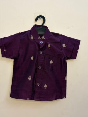 Purple Luxurious Raw Silk Ethnic Shirt -  (Pre-Booking)