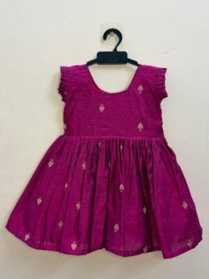 Pink Color Sibling Combo Collection in luxurious Raw Silk fabric (Girl Frock) - (Pre Booking)
