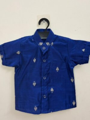 Blue Luxurious Raw Silk Ethnic Shirt -  (Pre-Booking)